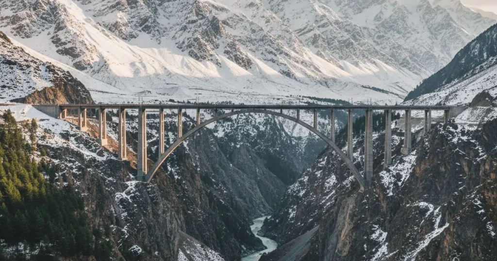 Jammu Kashmir railway viaduct Himalayan bridge