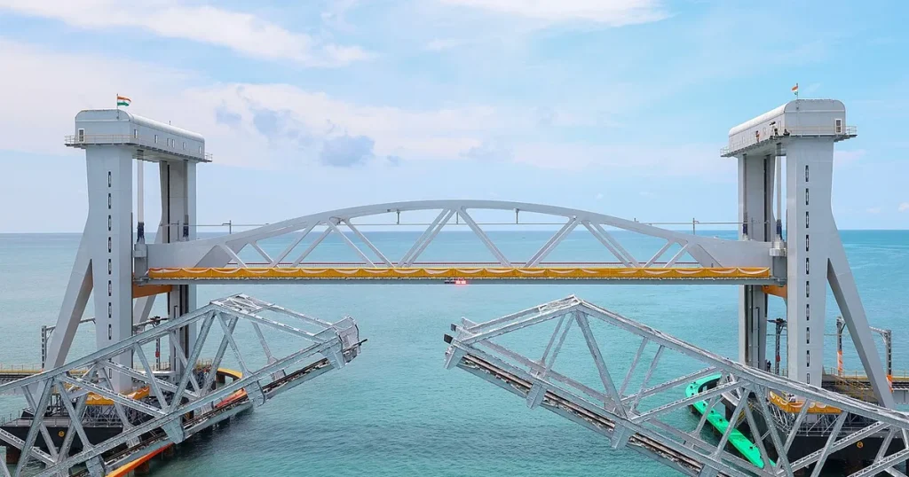 Mandapam to Rameswaram train via Pamban Bridge